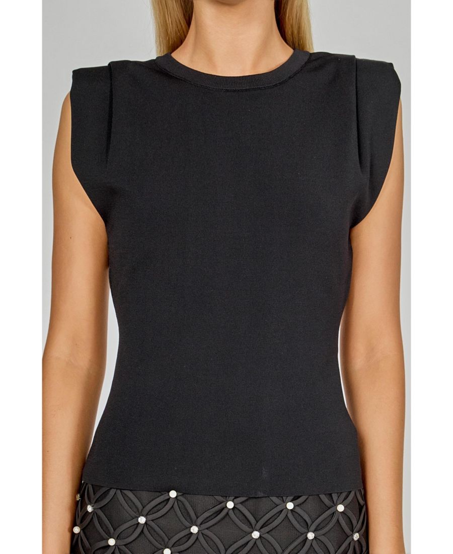 

Женский вязаный топ с плиссировкой на плечах endless rose, Black