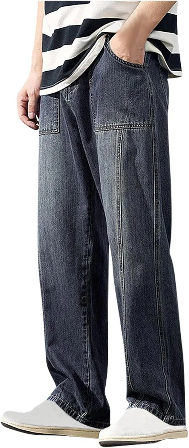 Джинсы свободные Baggy Jeans, A04-dark Blue