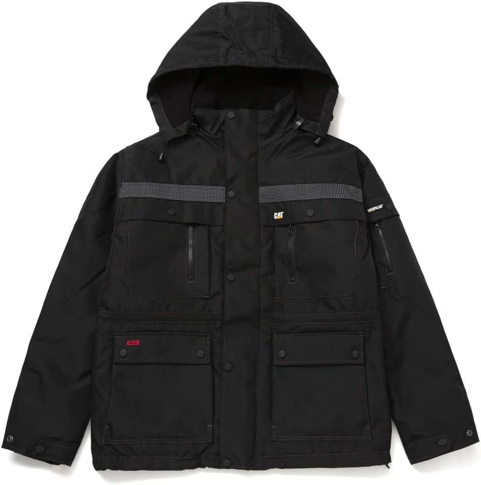 

Куртка мужская Caterpillar Heavy Insulated Parka - дышащая ветровка с водоотталкивающей пропиткой и съемным капюшоном на молнии, Black