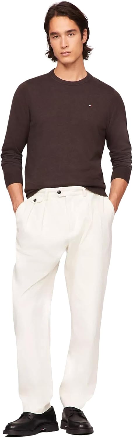 

Мужской фирменный однотонный свитер с круглым вырезом TOMMY HILFIGER из коллекции 2025 года, Brown Heather.