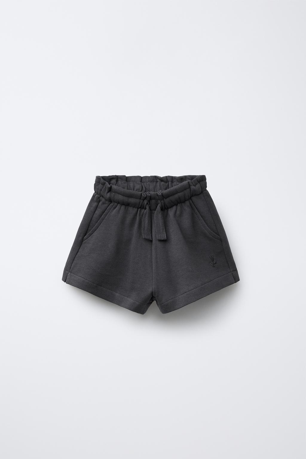 

Базовые плюшевые шорты-бермуды с вышивкой в цветочек ZARA, цвет Charcoal