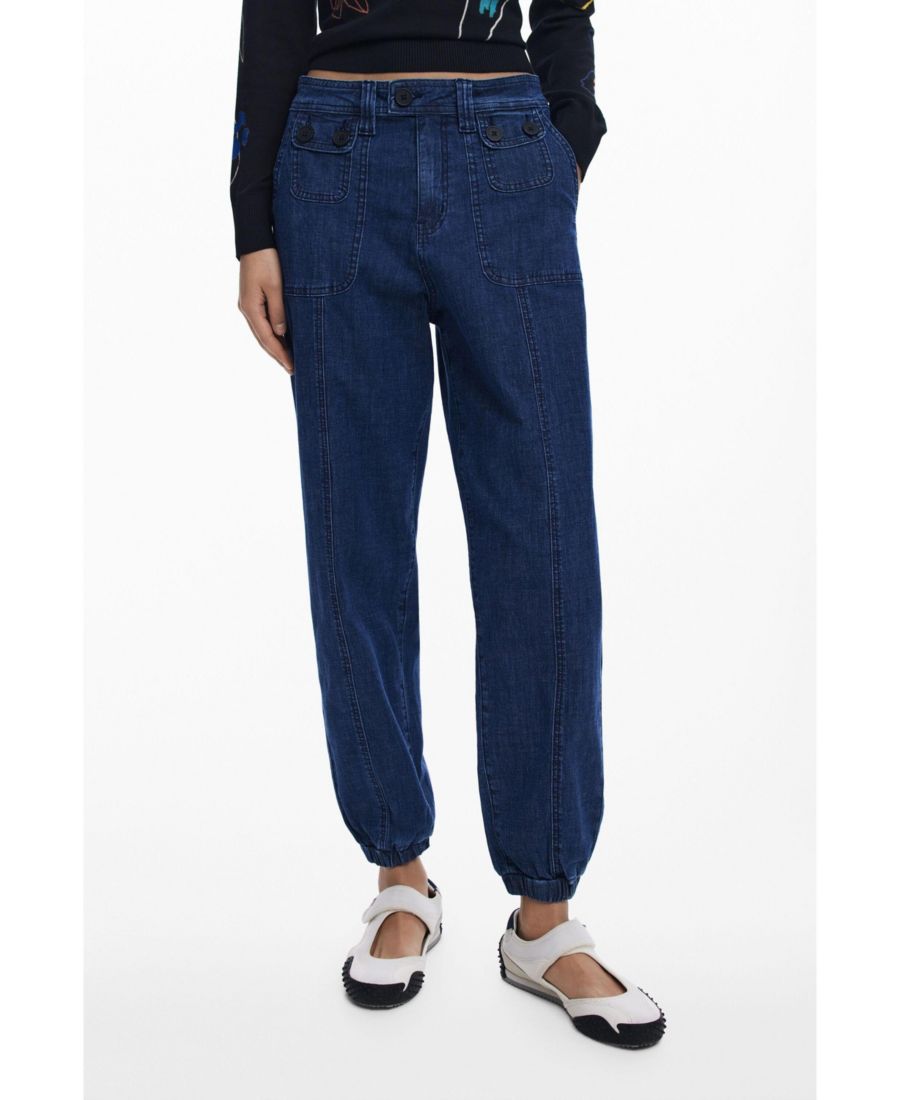 

Женские джинсы-джоггеры с манжетами Desigual, Medium blue