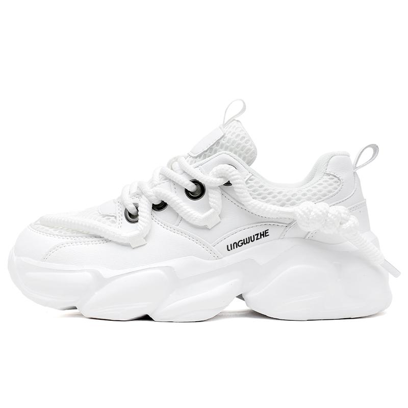 

Lingwuzhe Низкие массивные кроссовки унисекс белые, цвет White