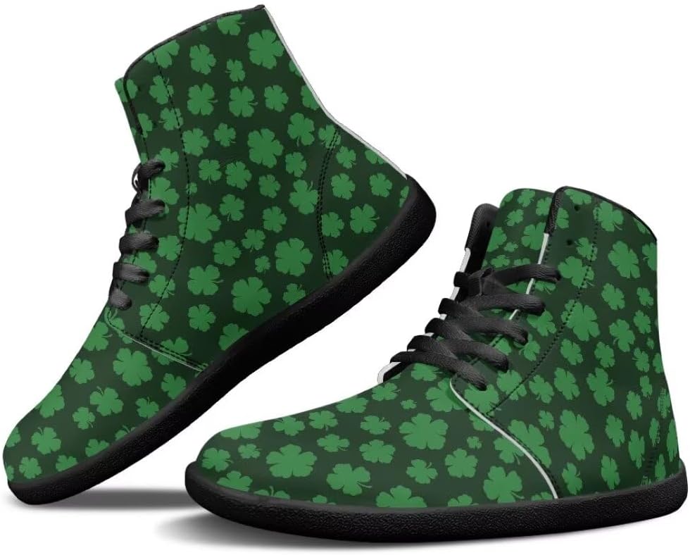 

Мужские кроссовки St. Patrick's Day с босоножками, легкие, с широкой носковой частью, противоскользящие, высокие, с подошвой Zero Drop Getelinseng, St. Patrick's Day Green Leaves Pattern
