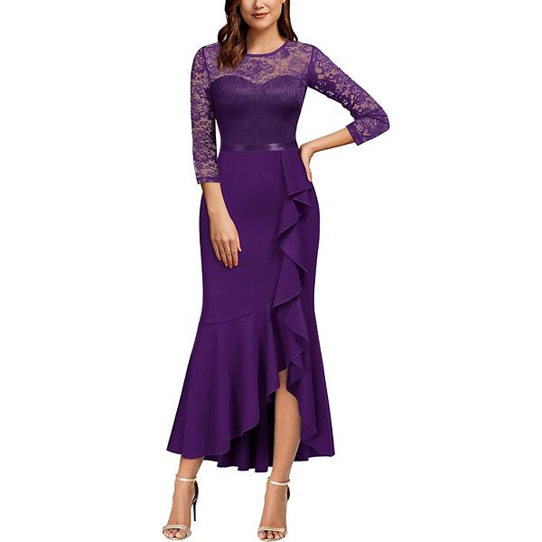 

Женское элегантное платье с цветочным кружевом и рюшами для подружек невесты Megaretailer