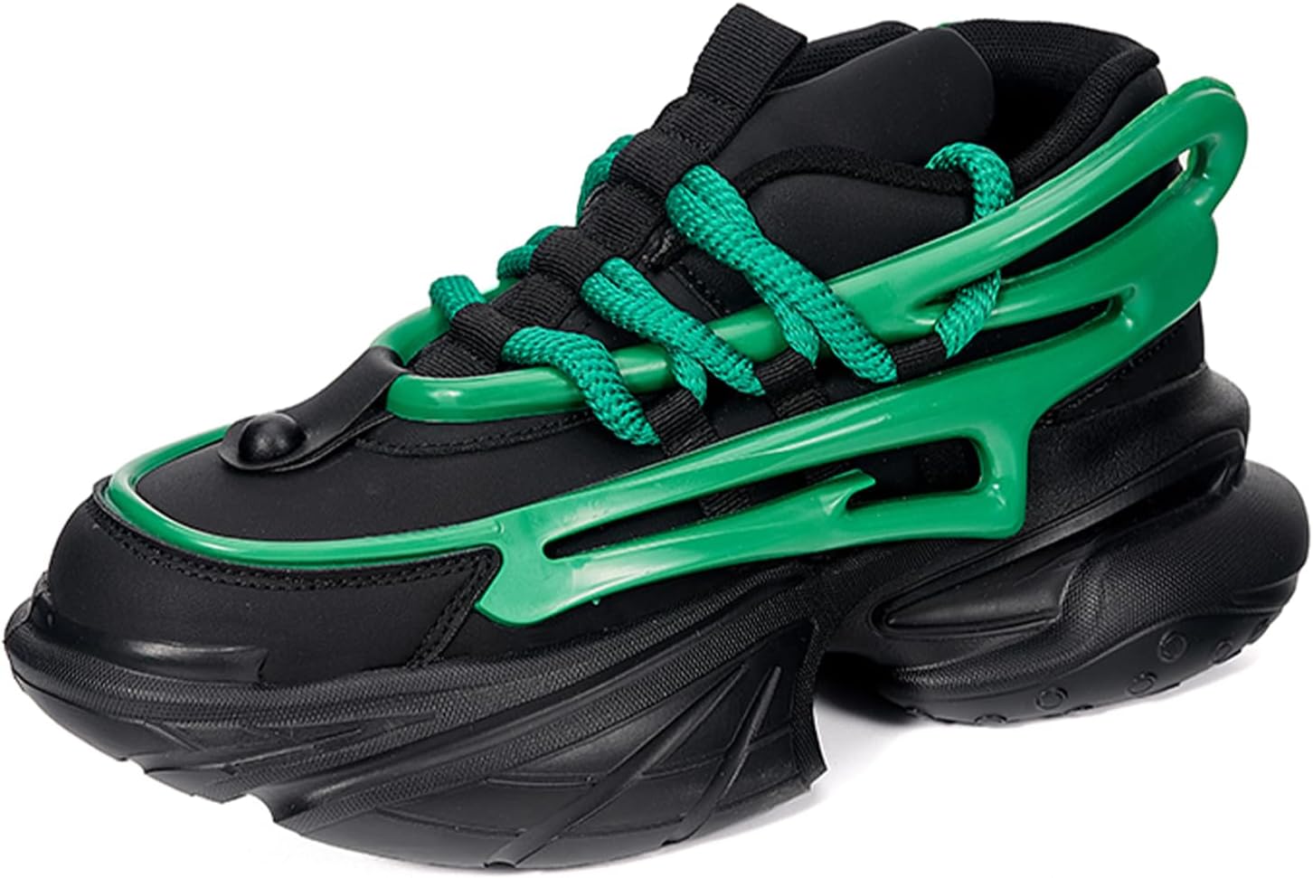 Мужские кроссовки Air Walking, модные массивные кроссовки с волнистой амортизирующей подошвой, черно-красные ретро на платформе, повседневные спортивные «dad» обувь Dacnakby — фото 4