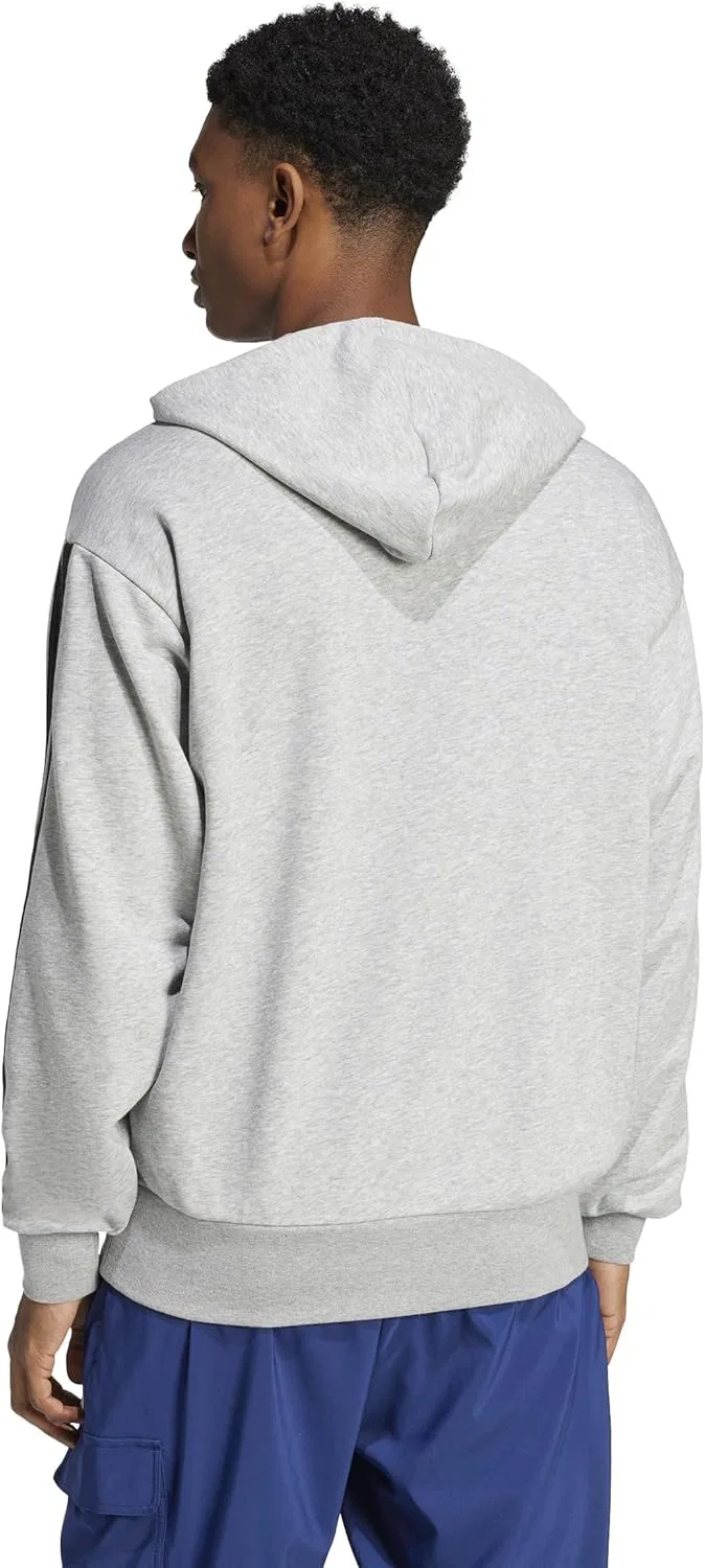 Толстовка Adidas Men's Essentials 3-Stripes French Terry, серый/черный — фото 4