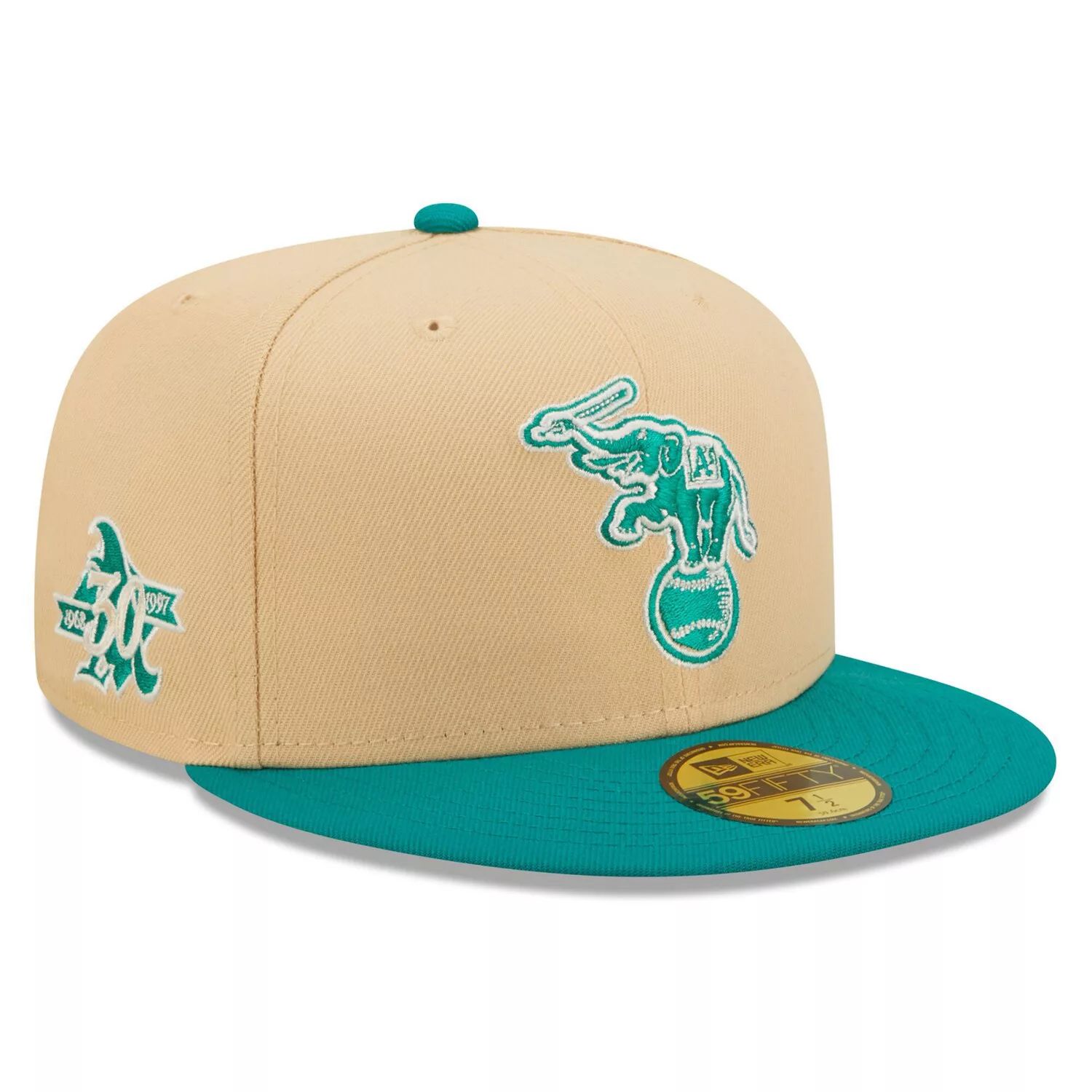 

Мужская приталенная кепка New Era Natural/Teal Oakland Athletics Mango Forest 59FIFTY