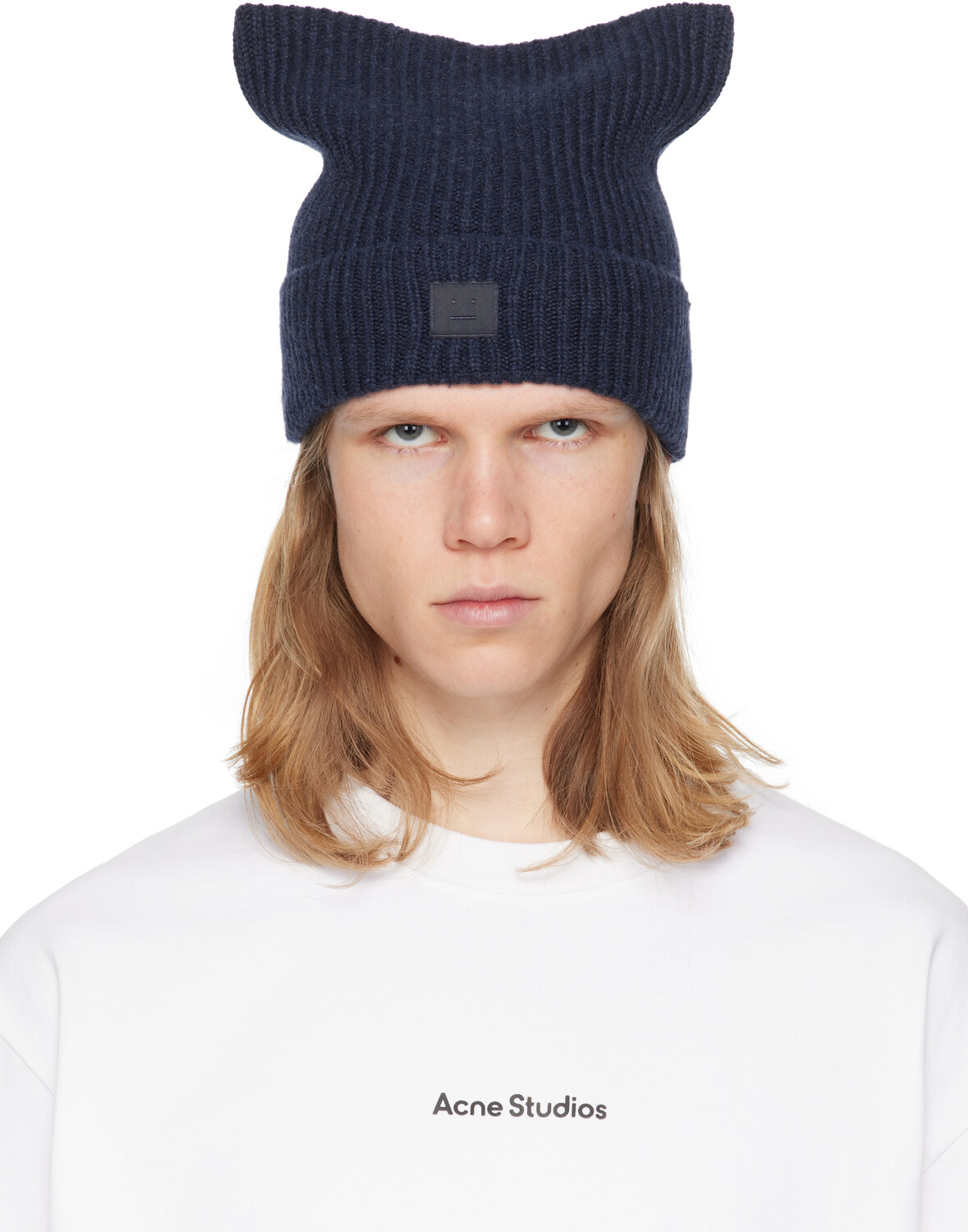 

Квадратная шапка с логотипом Navy Face Acne Studios, Navy melange