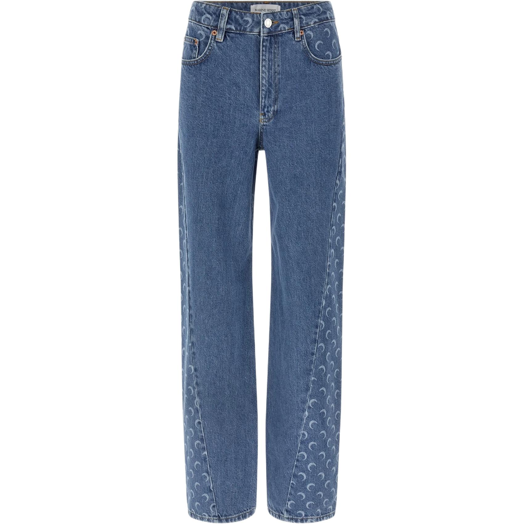 

Джинсы прямого кроя с принтом луны Marine Serre, синий