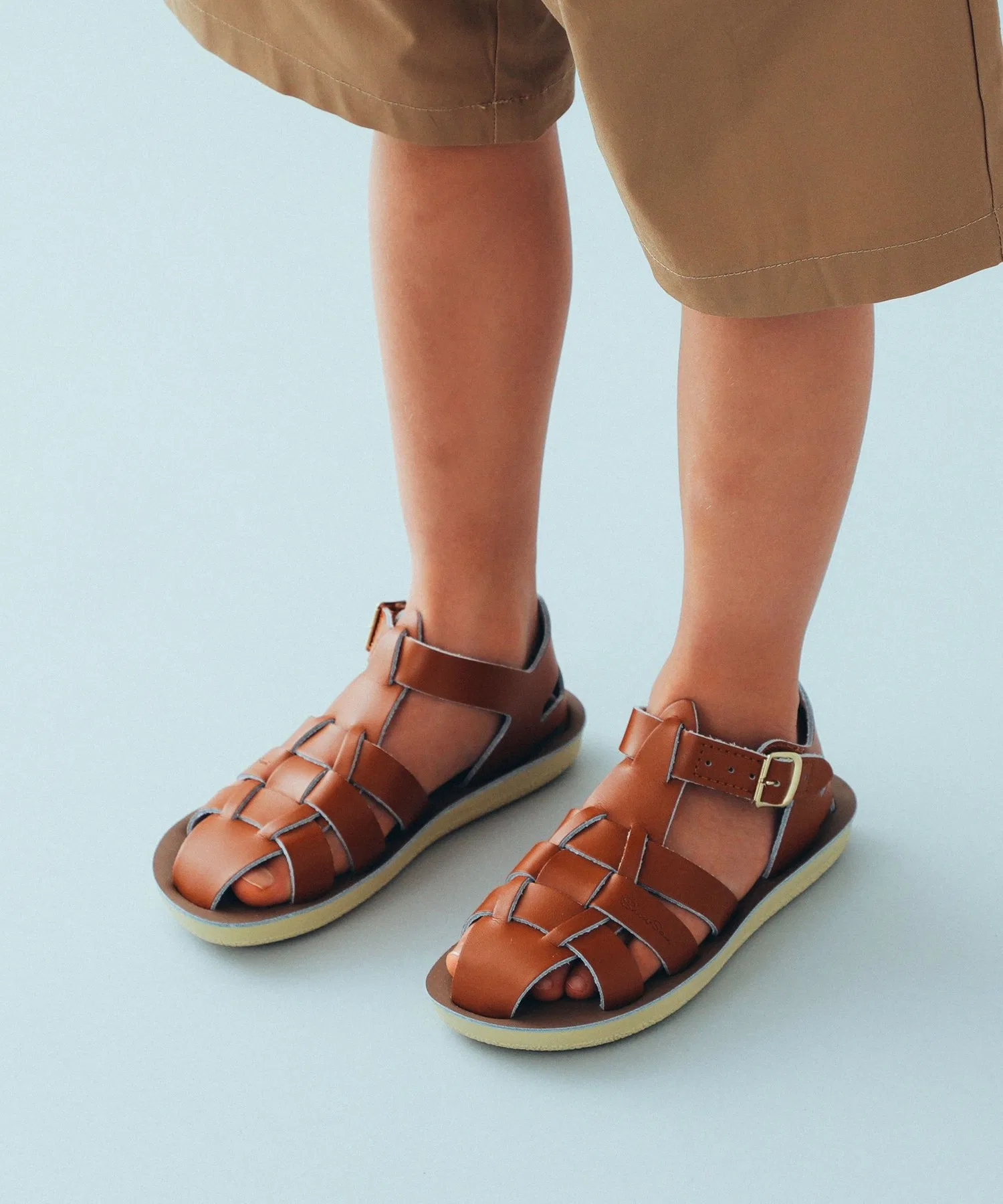Детские кожаные сандалии Salt Water Sandals Shark белые — фото 3