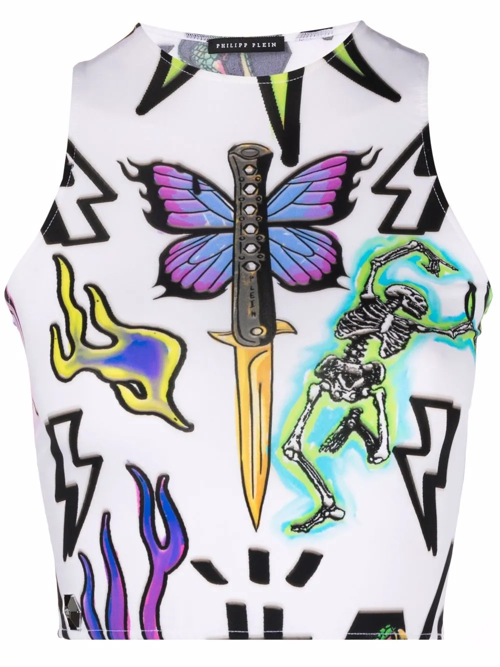 

Укороченный топ с монограммой Philipp Plein, белый