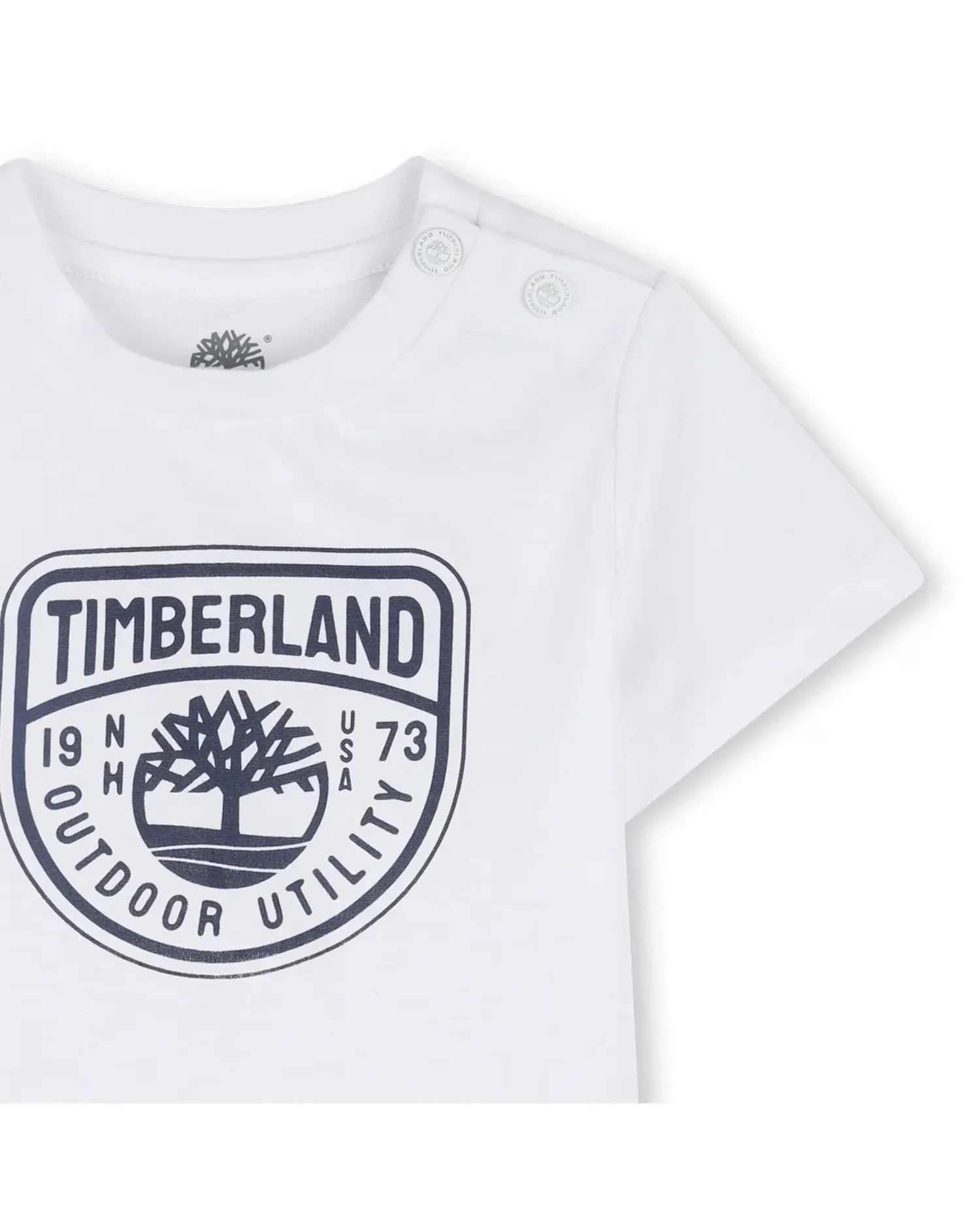Футболка для мальчика с короткими рукавами и рисунком спереди из хлопка Timberland, белый — фото 2