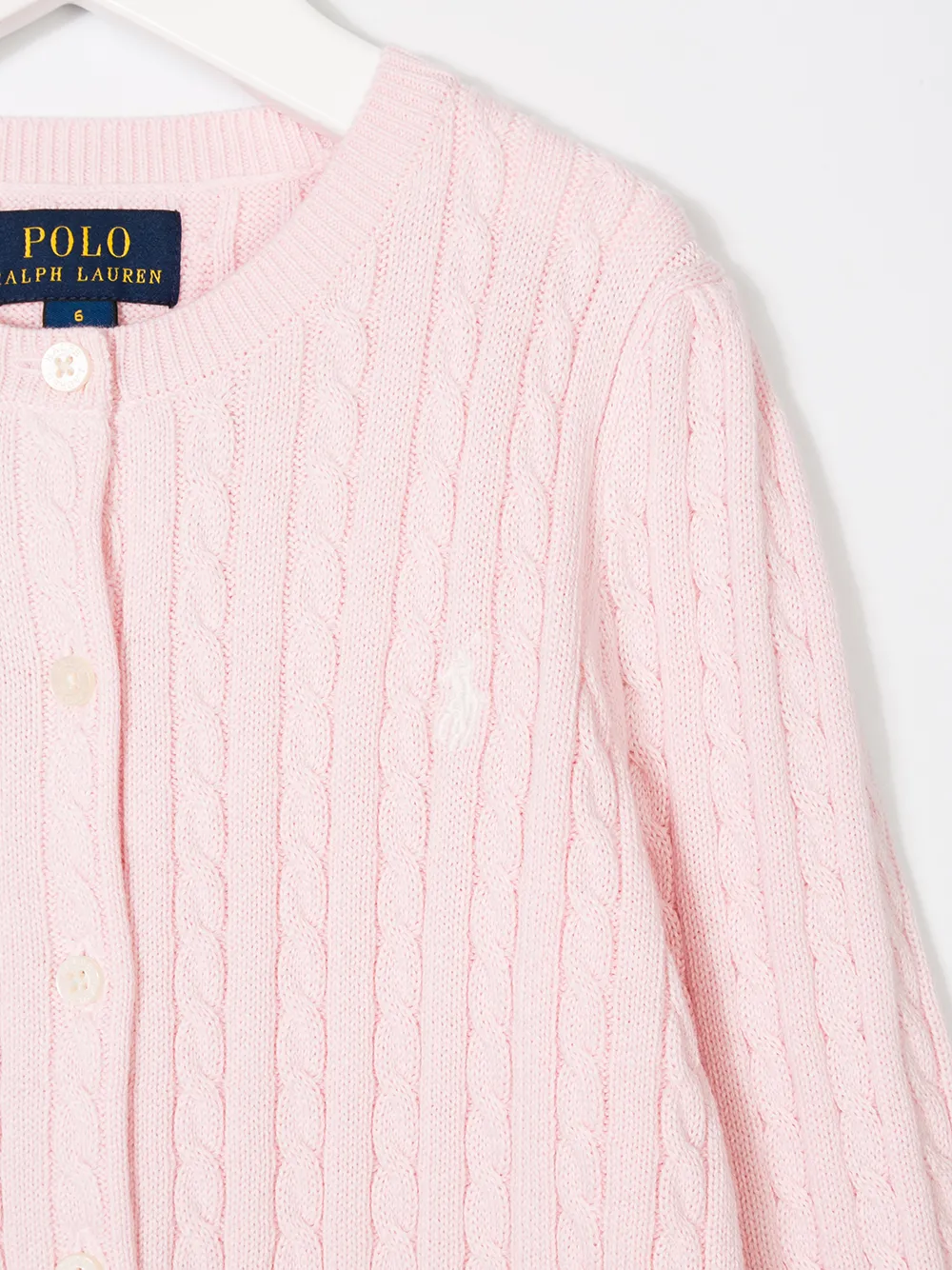 Кардиган вязки с косичками POLO RALPH LAUREN KIDS, розовый — фото 3