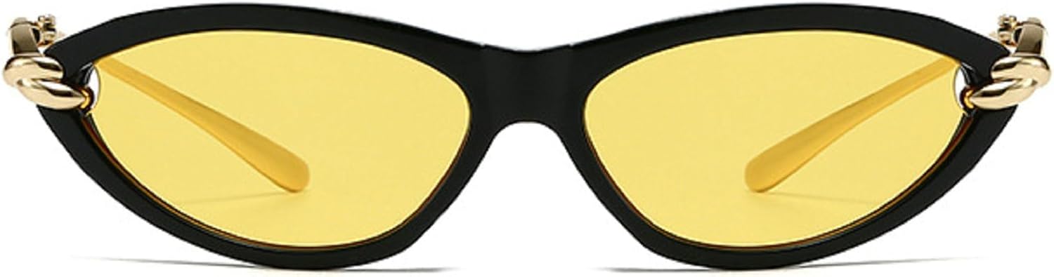 

Роскошные солнцезащитные очки «кошачий глаз» для женщин, винтажный дизайн 2025 года, золотистая металлическая оправа, солнцезащитные очки для женщин, защита от УФ-излучения UV400 mincl, Black Yellow