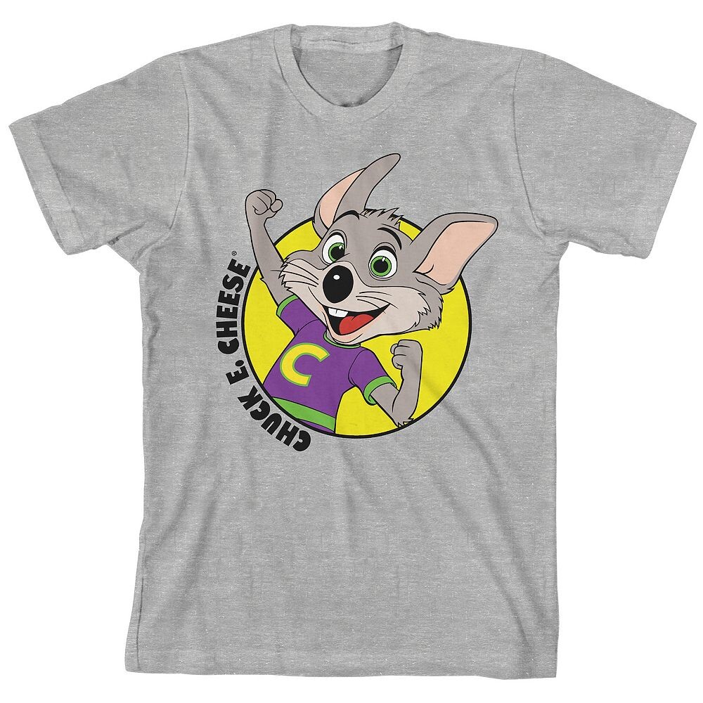 

Футболка с рисунком Chuck E. Cheese Happy Chuck для мальчиков 8–20 лет Licensed Character, серый