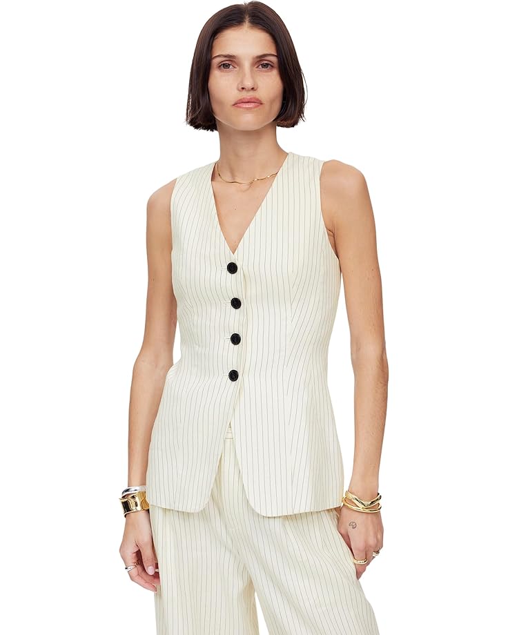 

Жилет Madewell Cass Vest - Pinstripe Linen, цвет Ivory Black Pinstripe