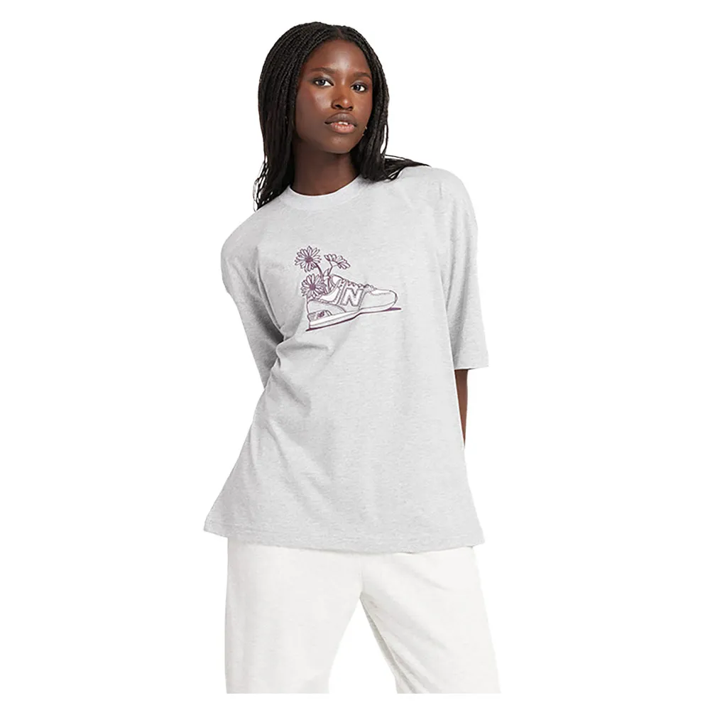 

Футболка с коротким рукавом New Balance Oversized Flower, серый