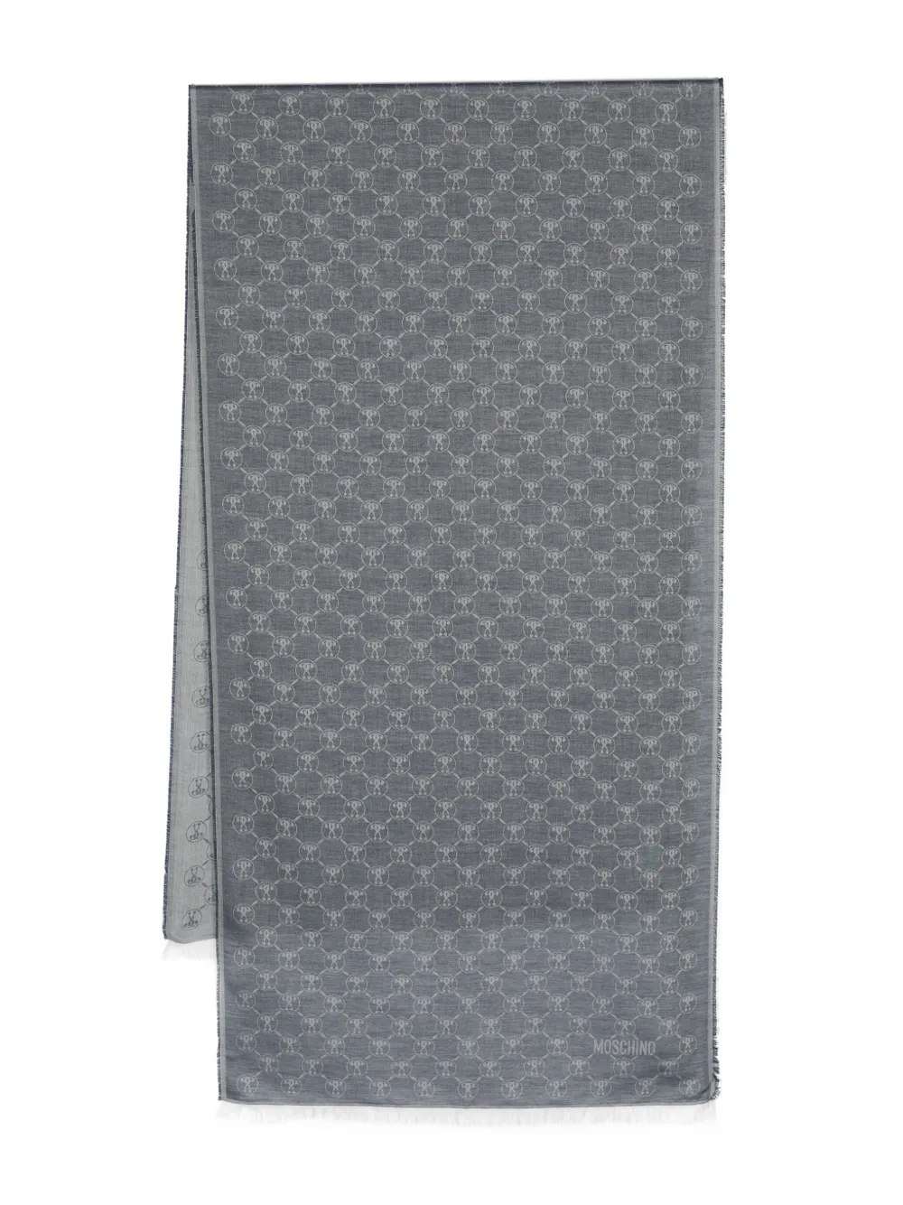 

Шарф с бахромой и жаккардовым логотипом Moschino, синий