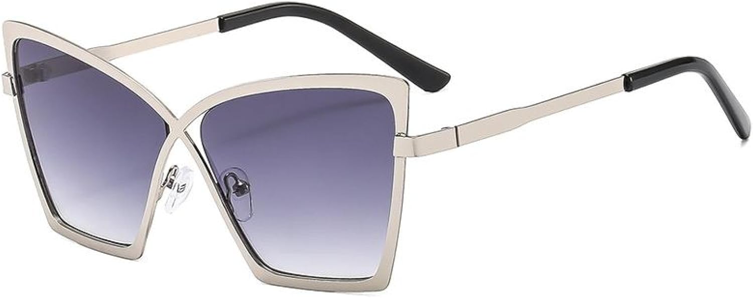 

Сексуальные солнцезащитные очки большого размера «кошачий глаз» для женщин, роскошные очки в винтажном стиле с металлической оправой в виде бабочки TVTBBVV, C3silvergradientgray