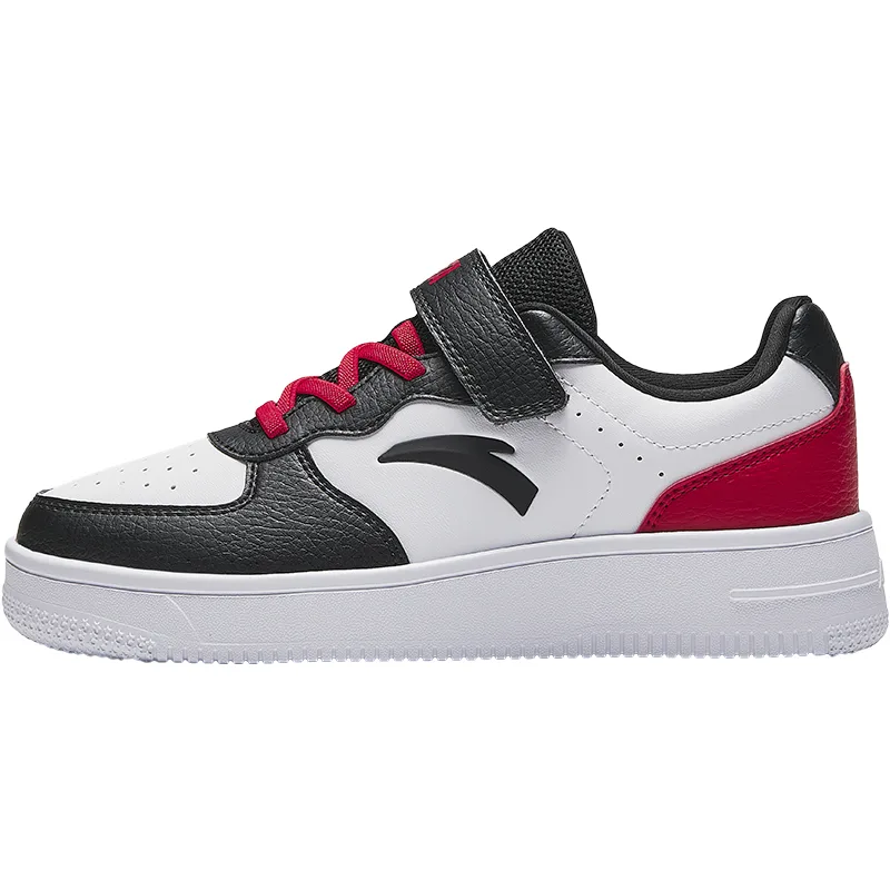 Antakids Детские скейтерские кроссовки лоу-топ White Black Red, нескользящие, износостойкие, с легкой амортизацией