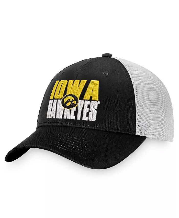 

Мужская черная, белая кепка-кнопка Trucker Snapback от Iowa Hawkeyes Stockpile Top of the World