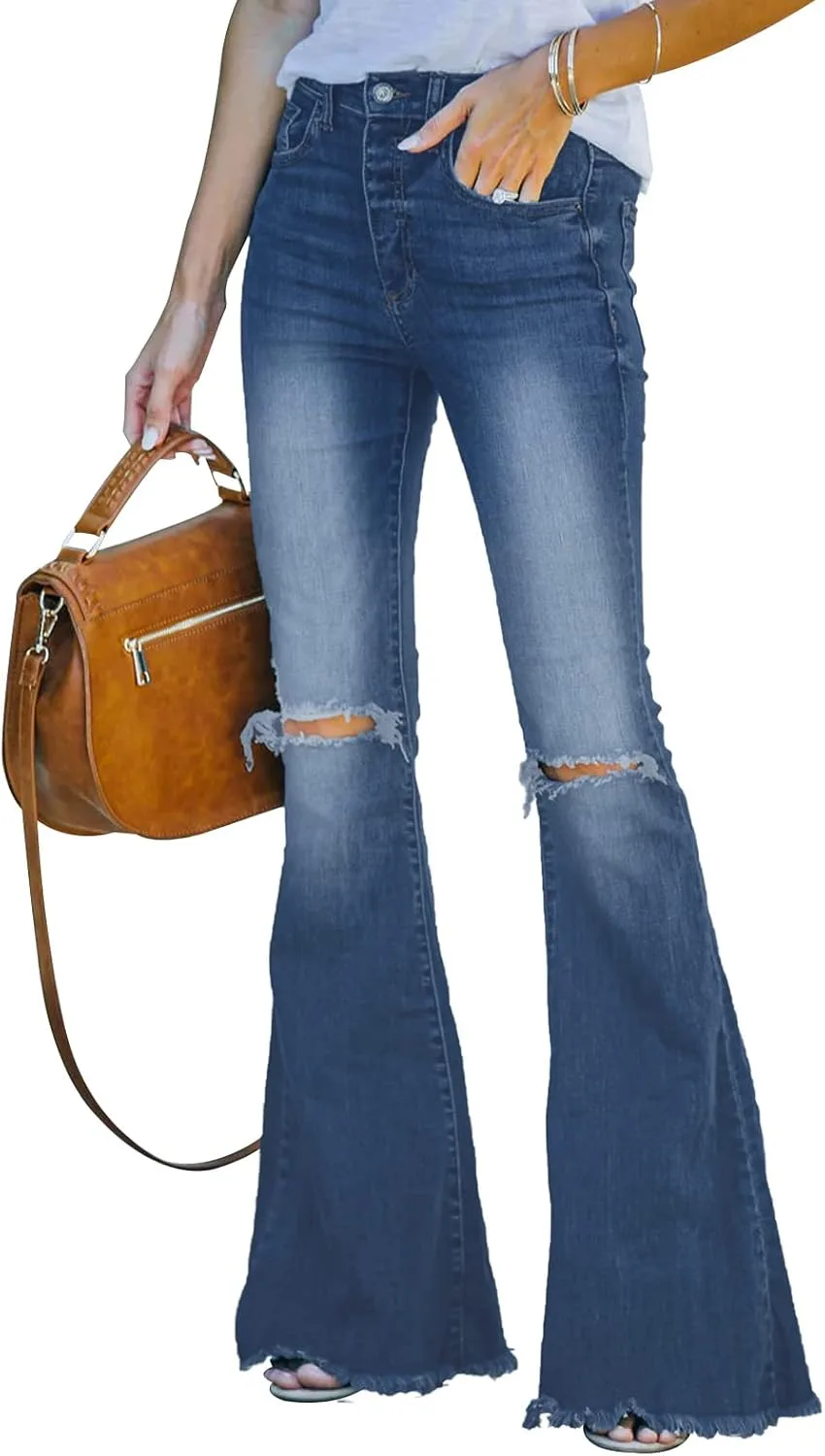 

Женские джинсы Metietila с расклешенными штанинами и рваным краем