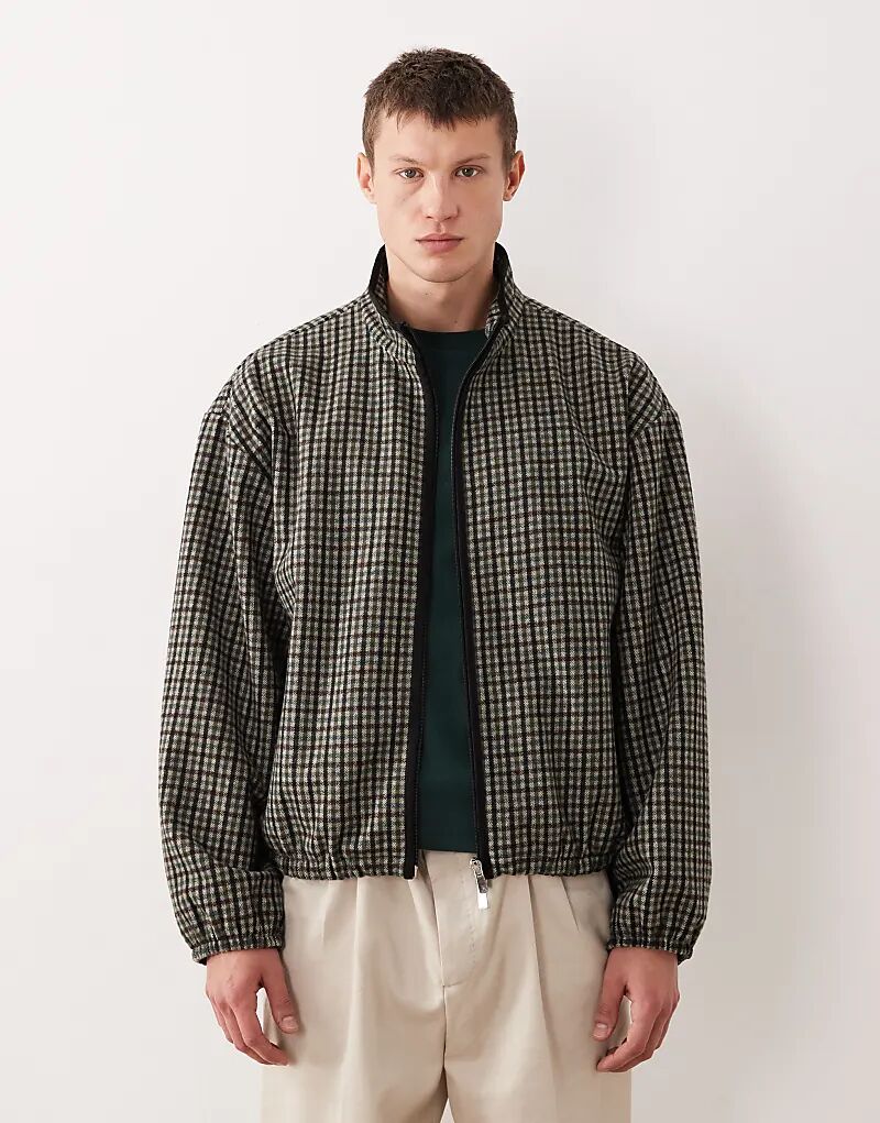 

Спортивная куртка свободного кроя ASOS DESIGN из искусственной шерсти в зеленую клетку