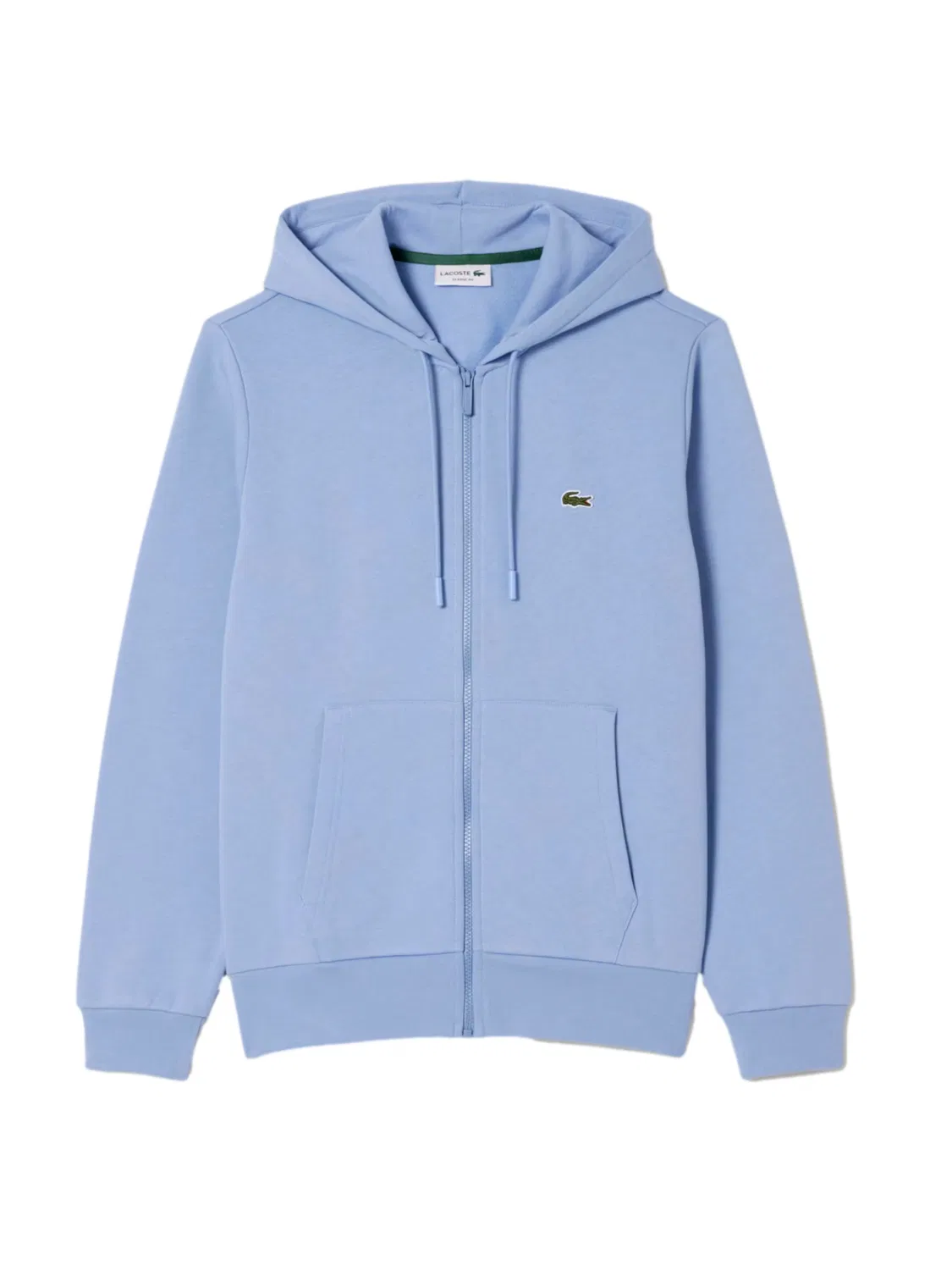 Толстовка на молнии Lacoste, с капюшоном, светло-голубой