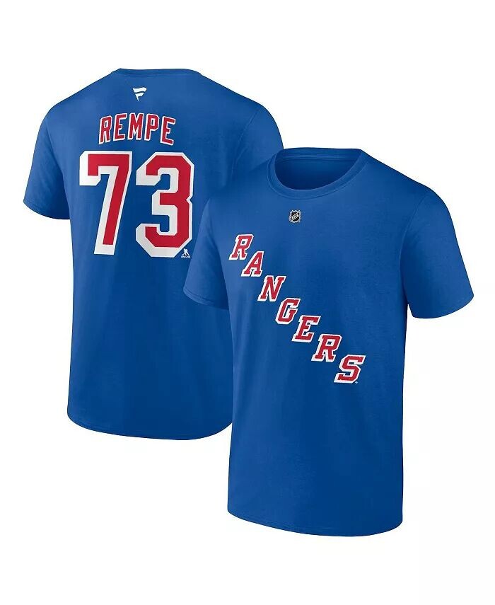 

Мужская футболка Matt Rempe Blue New York Rangers с аутентичным именем и номером Fanatics