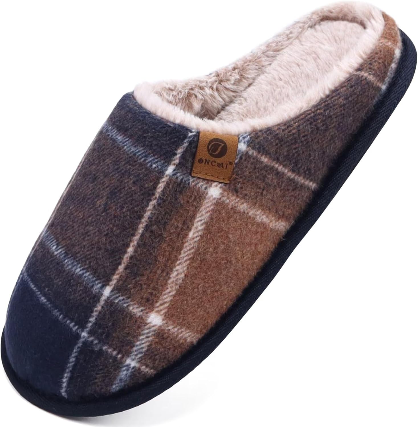 

Мужские домашние тапочки ONCAI с эффектом памяти, теплые и уютные, без задника, для дома и спальни, подошва из резины для использования внутри и снаружи, размеры США 7-15, синий