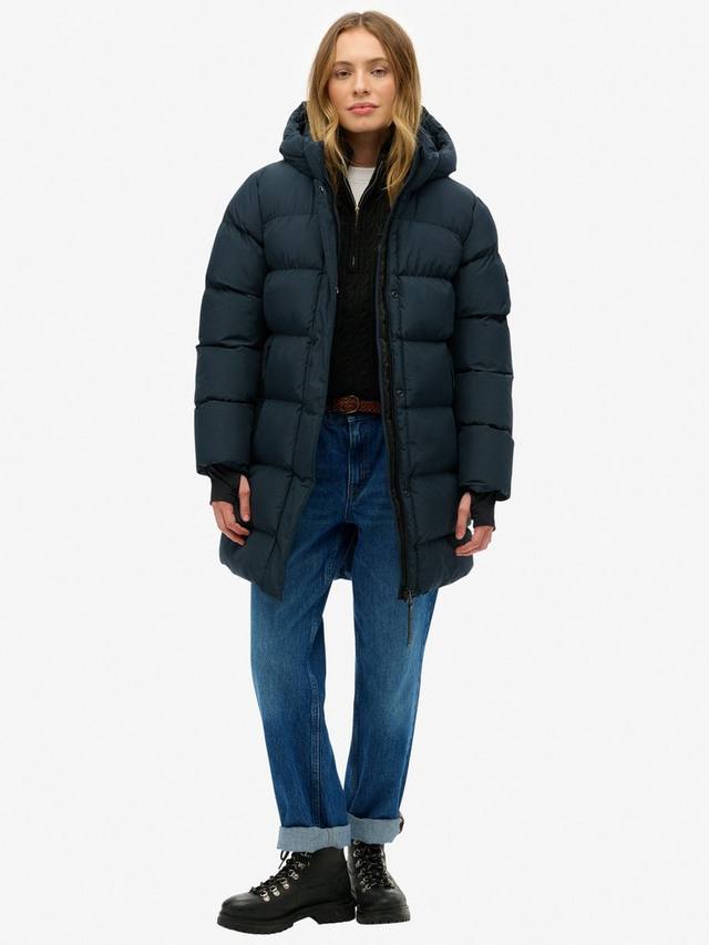 Утепленная худи куртка миди спортивная Superdry, Blueberry Navy — фото 3