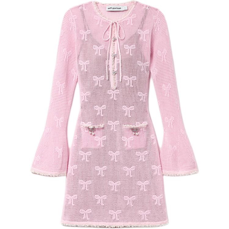 

Self-portrait Женское розовое платье с длинными рукавами Self portrait