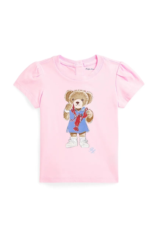 

Детская хлопковая футболка Polo Ralph Lauren, розовый