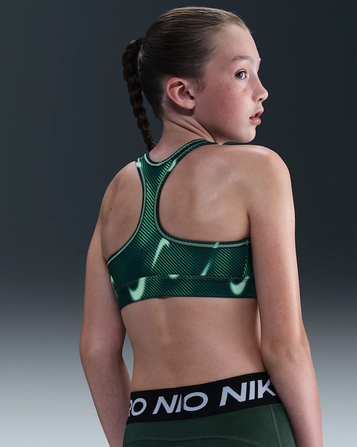 Спортивный бюстгальтер Nike Pro Swoosh для старших детей (девочек), Mint Foam/White — фото 2