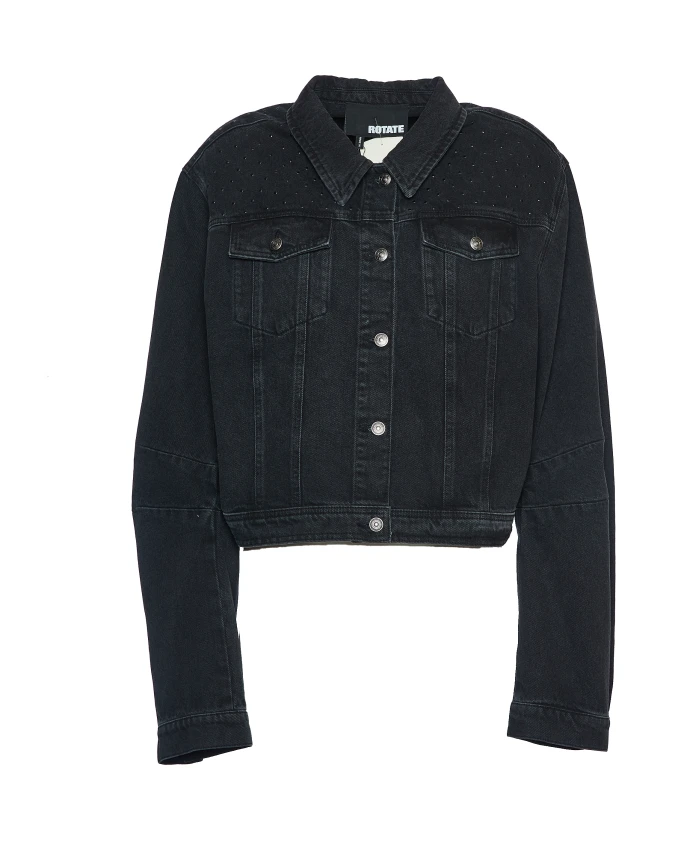 

Темно-Серая джинсовая куртка с блестящими украшениями Rotate Birger Christensen, черный