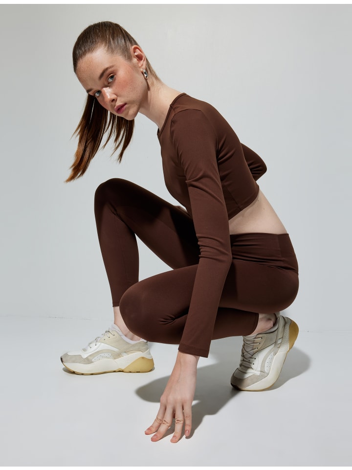 

KOTON Футболка с длинными рукавами коричневого цвета