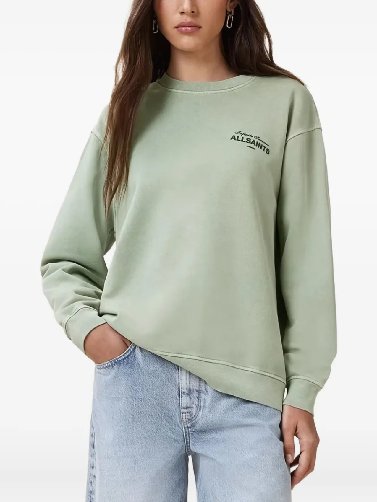 

Толстовка AllSaints Etta с логотипом, зеленый