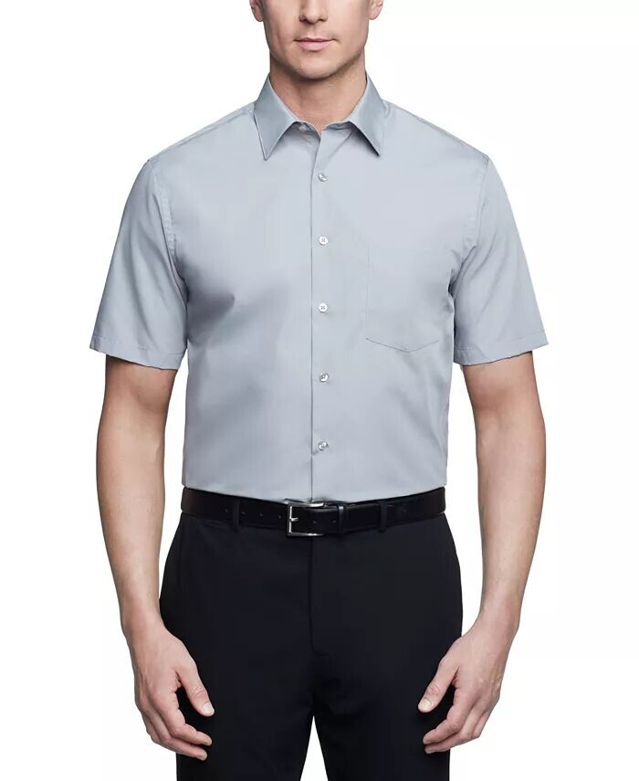 

Однотонная классическая рубашка из поплина с короткими рукавами Van Heusen, серый