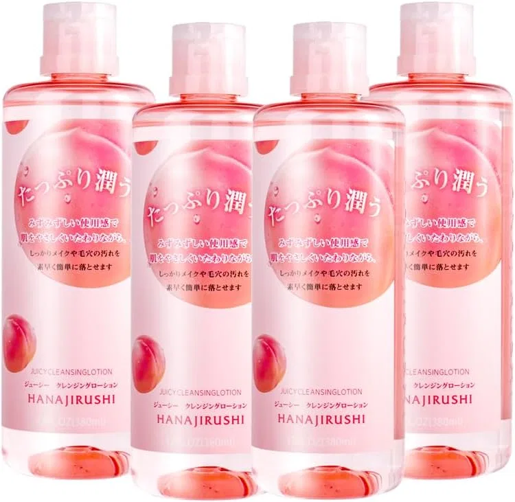 Средство для снятия макияжа Cleansing Water, персиковый аромат, Hanajirushi, 4 бутылки по 380 мл