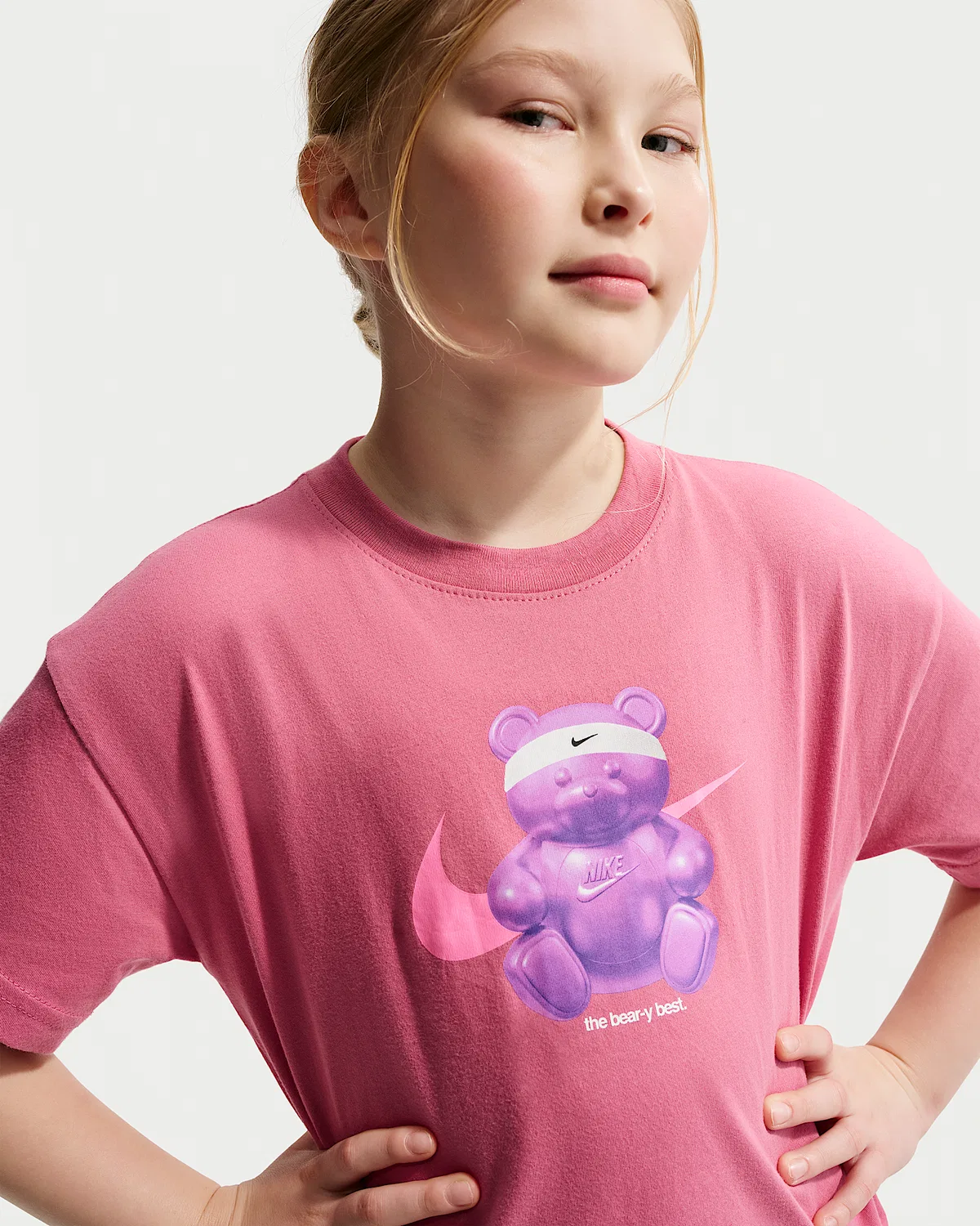 Детская футболка Nike Sportswear Boxy, Peony — фото 3