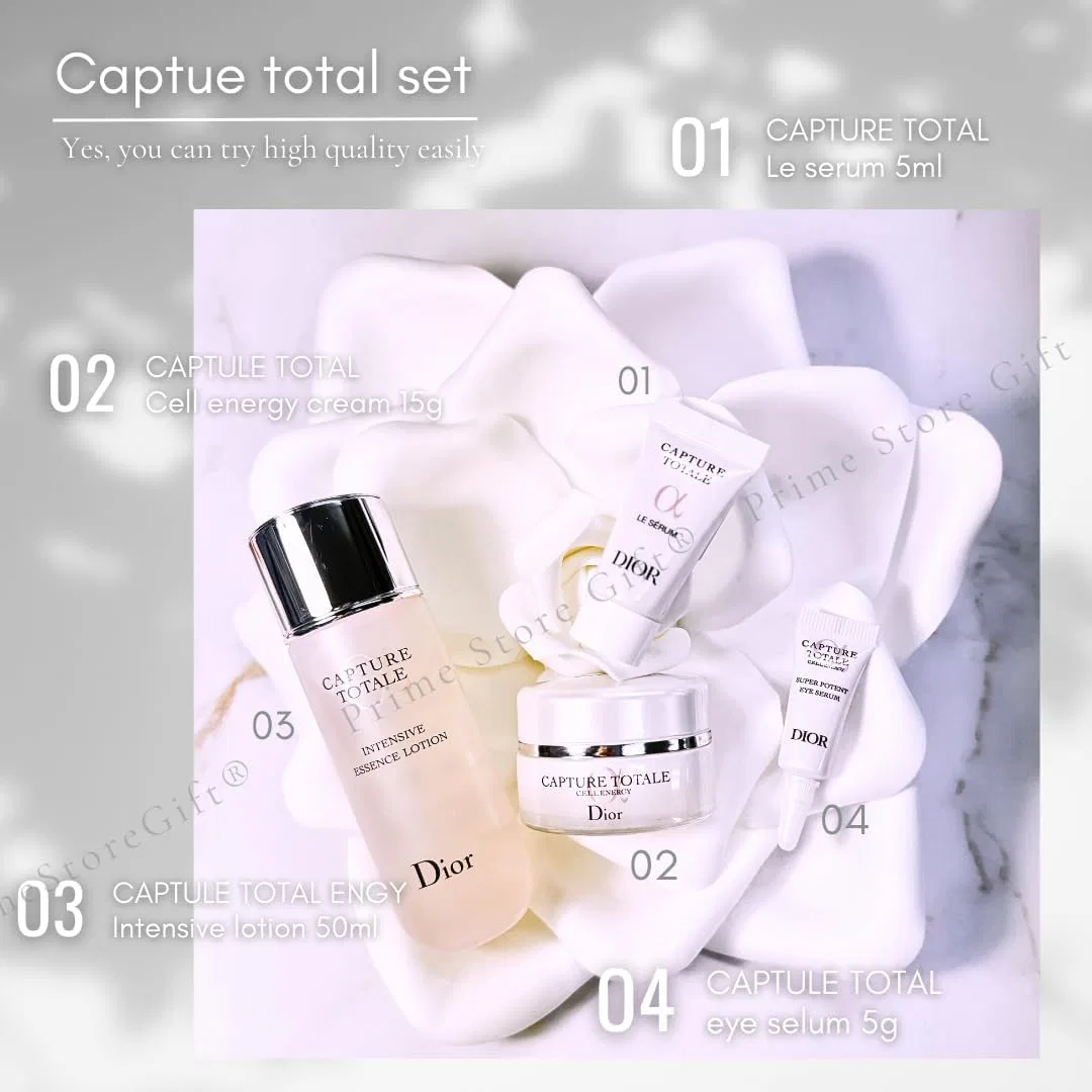 Набор косметики Capture Total Dior: умывание, сыворотка, лосьон, крем для глаз 5 мл + 15 мл + 50 мл + 3 мл — фото 4