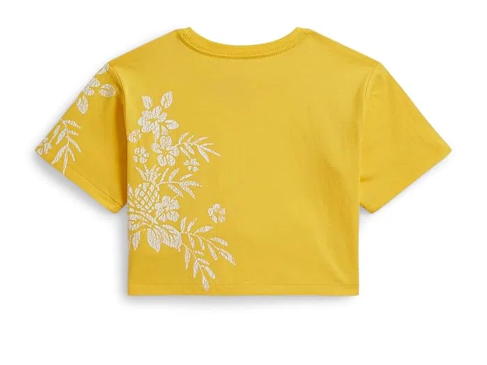 Футболка с цветочным принтом хлопок Floral-Print Cotton Boxy Tee Polo Ralph Lauren Kids, White — фото 2