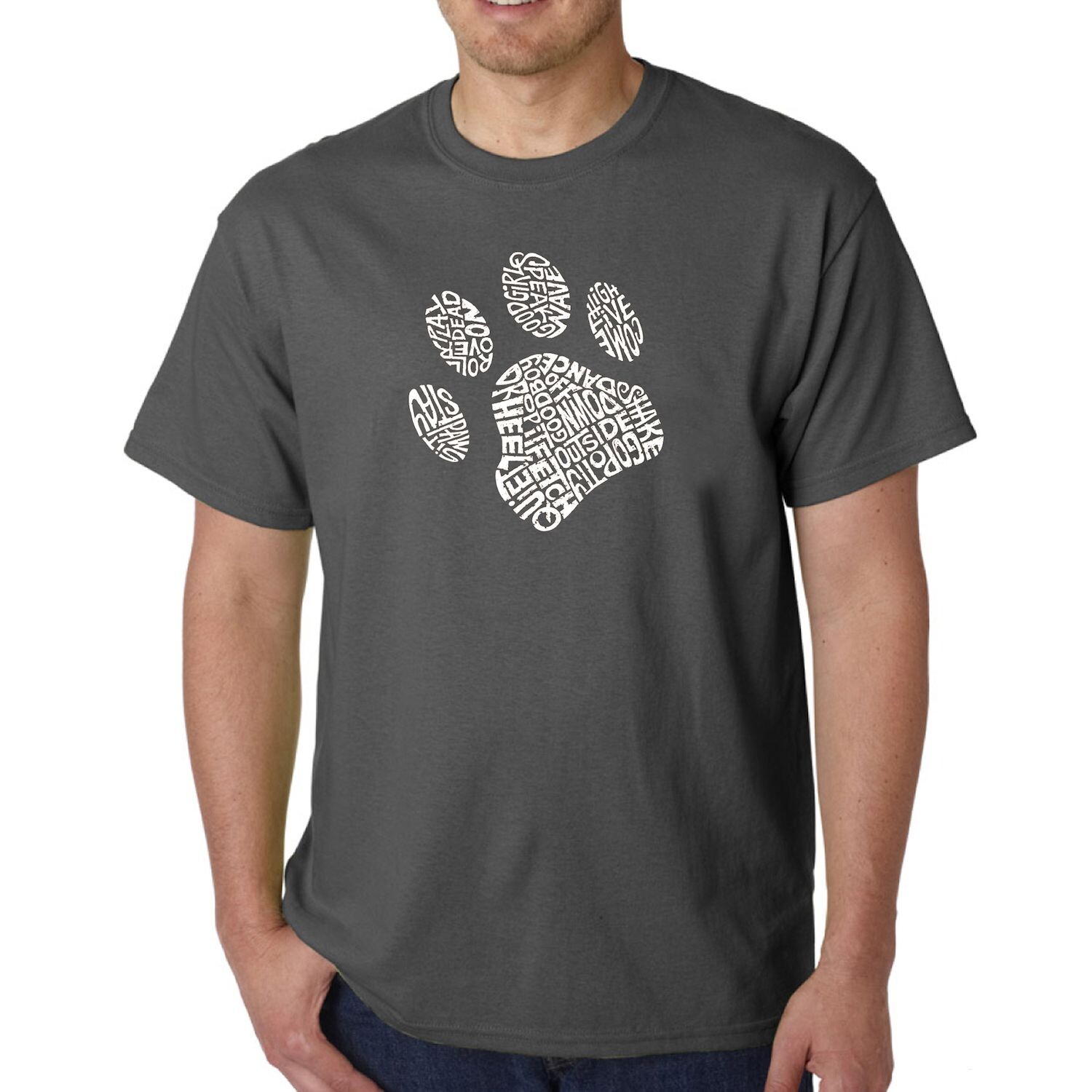 

Dog Paw — мужская футболка с рисунком Word Art LA Pop Art, серый