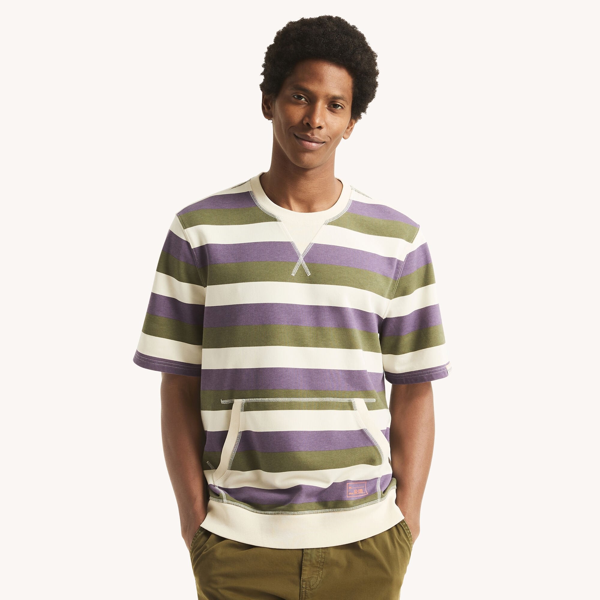 

Футболка Nautica Mens Nautica Jeans Co. в полоску с круглым вырезом, цвет grape