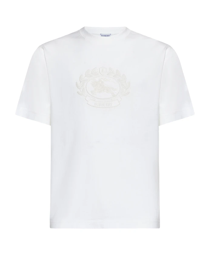 

Футболка с вышитым логотипом и круглым вырезом. Burberry, белый