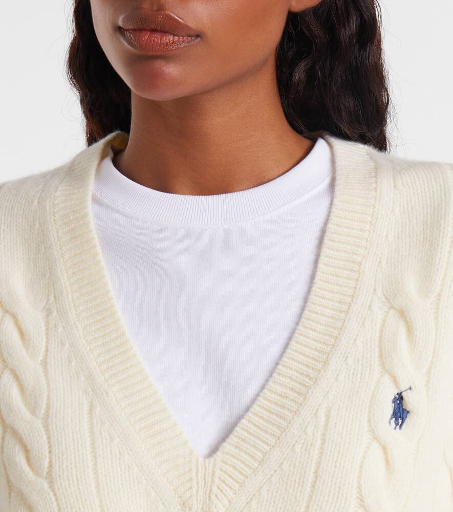 Вязаный жилет из шерсти и кашемира Polo Ralph Lauren, Authentic Cream — фото 4