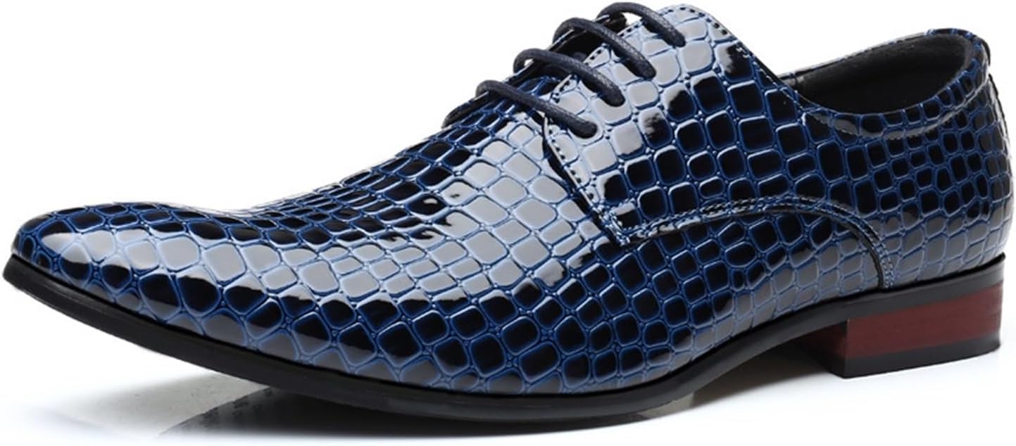 

Мужские кожаные классические оксфорды на шнуровке, модные туфли с заостренным носком, слипоны, праздничные туфли под смокинг Generic, синий