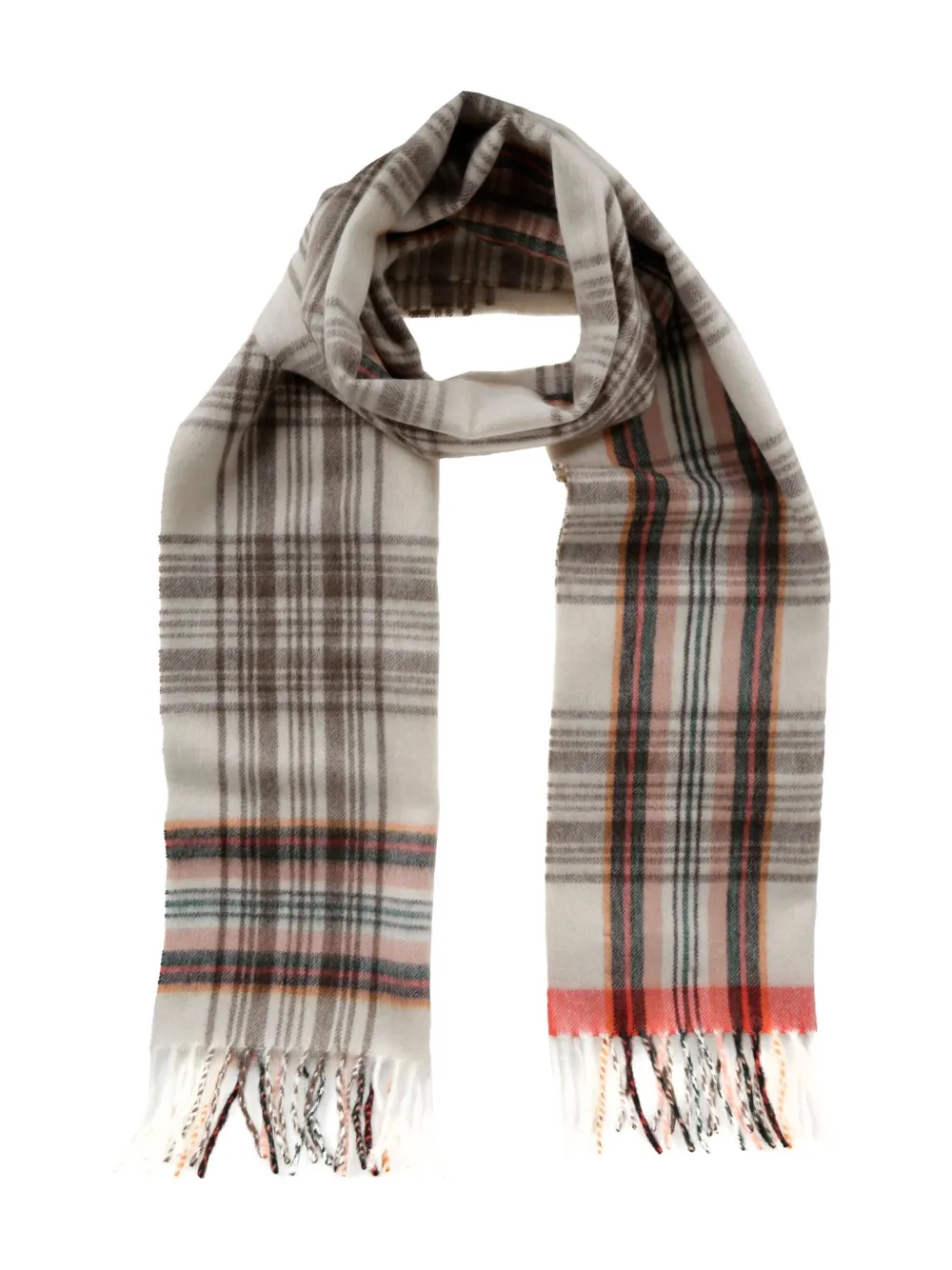 

Клетчатый шарф с бахромой Begg X Co, коричневый