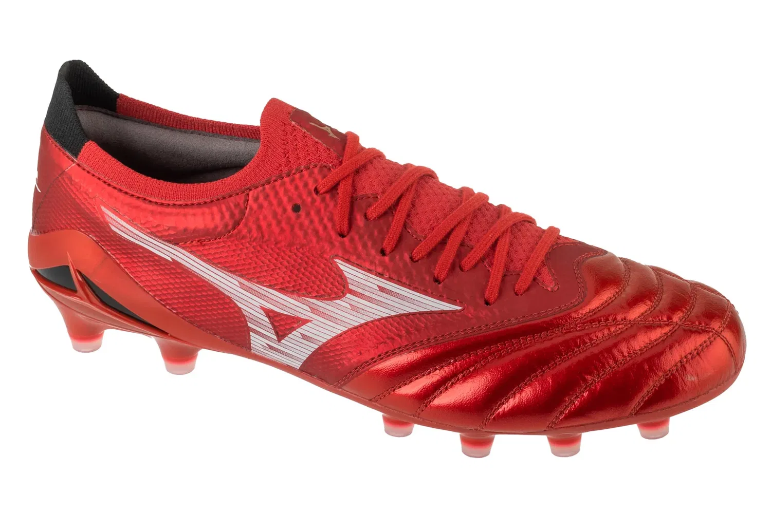Кроссовки футбольные, кожаные Mizuno, красный